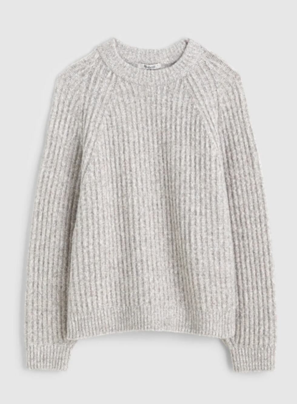 NWT Madewell Ribbed Cotton Blend Sweater Relaxed Heather Dusk Grey Marl Size L